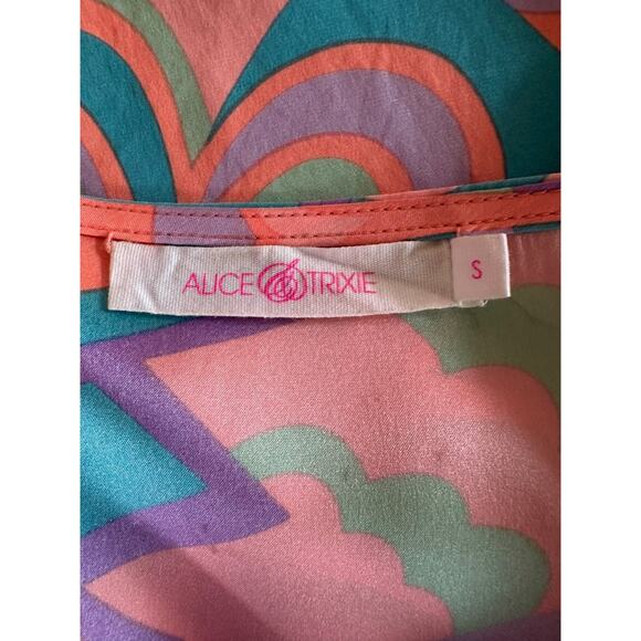 Alice & Trixie 100% Pastel Silk Open Front Kimono Sample Paisley Geo Top Size S - Picture 12 of 15